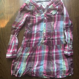 Pink plaid flannel tunic